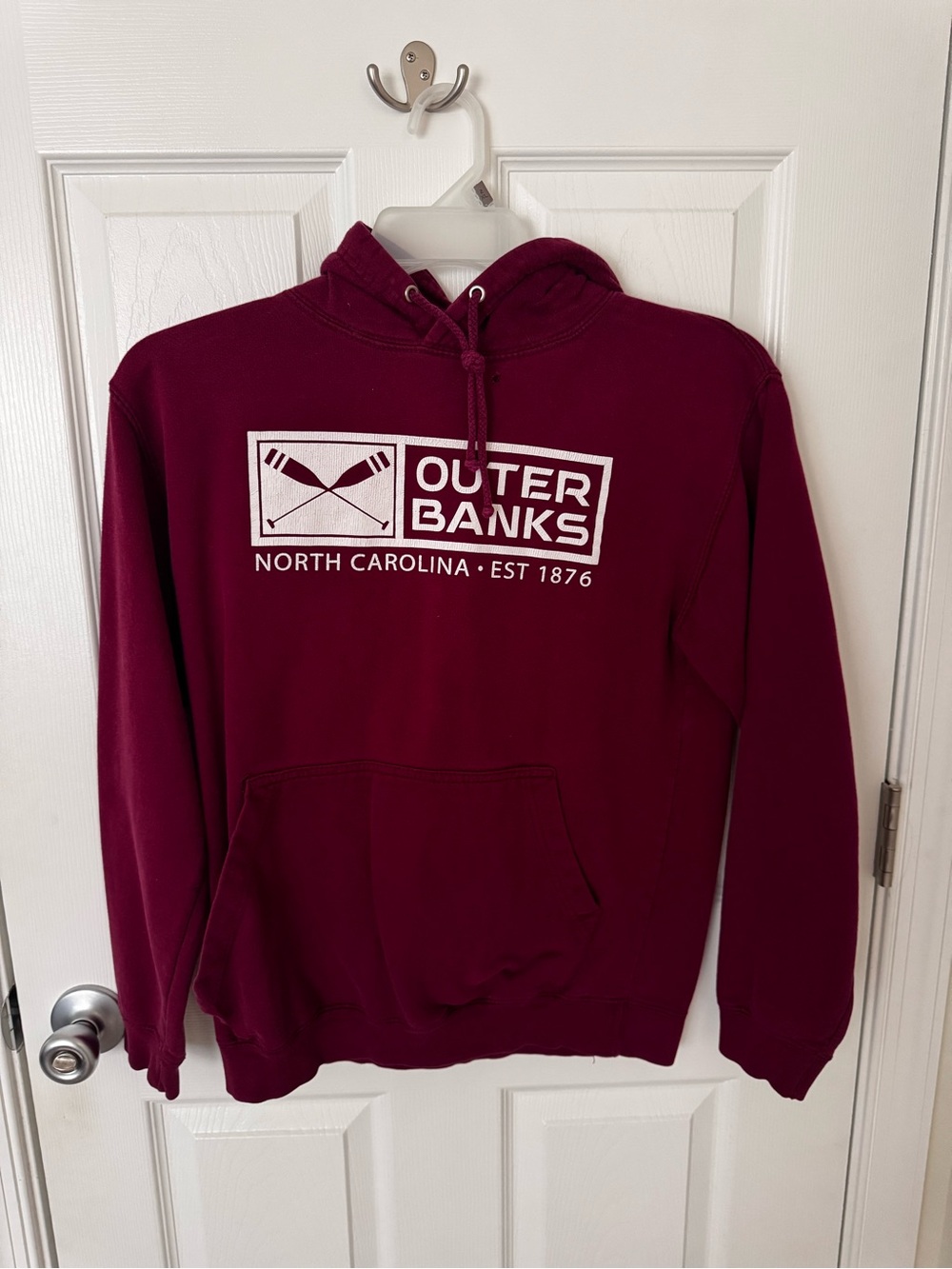 Maroon Outer Banks, NC Hooded Sweatshirt - S